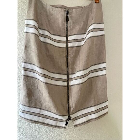 Worth New York linen striped pencil skirt front zipper size 0 - Picture 3 of 7